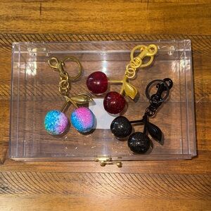 Cherry Keychain Set (3) with Gold and Black Accents